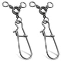 AGOOL Fishing 3 Way Swivel Snaps - 30pcs T-Turn Fishing Swivels Triple Swivels Cross Line Duo Lock Snap Swivels Fishing Lure Connectors Fishing Tackle for Trolling Catfish Rig Saltwater Freshwater - size: 2# (75lb) - 30pcs