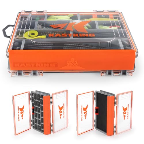 KastKing HyperSeal 3500 Double-Sided Waterproof Fishing Tackle Box – Adjustable Dividers, EVA Foam Jig Storage, Lure & Terminal Tackle Organizer,1 Pack - color: Orange, size: 3500(1 Pack)