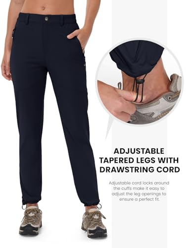 Rdruko Women's Hiking Pants Lightweight Quick Dry Water Resistant Outdoor Travel Fishing Pants with Pockets - color: 02 Navy Blue, size: Large