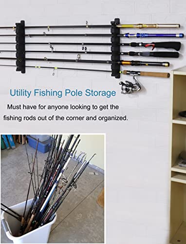 Horizontal Fishing Rod Rack Holders Wall-mounted Fish Pole Holder for Garage & Boat 6-Rod Storage Racks -1 Pair Rod Holder Rod Holder (1 Pair Horizontal Black) - color: 1 Pair Horizontal Black