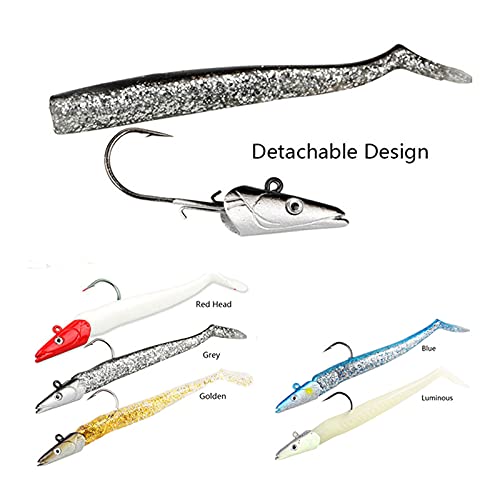 Lead Head Jigs Soft Lures for Hunting or Fishing Lures Swimbaits with Hooks,Artificial Fishing Baits for Saltwater & Freshwater(5pcs/Set) - color: 0.35oz-3.9"
