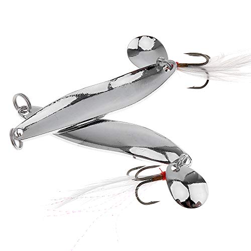 5pcs Spoons Lures Fishing Kit - Metal Spinner Baits With Treble Hooks for Salmon Bass