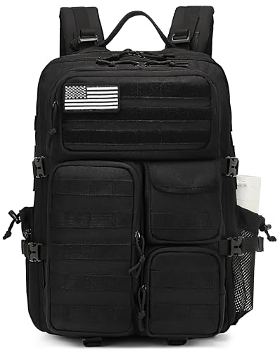 Wotony Tactical Backpack - Military waterproof backpack with multiple pockets and tactical gear for the outdoors (Black, 45L) - color: Black, size: 45L