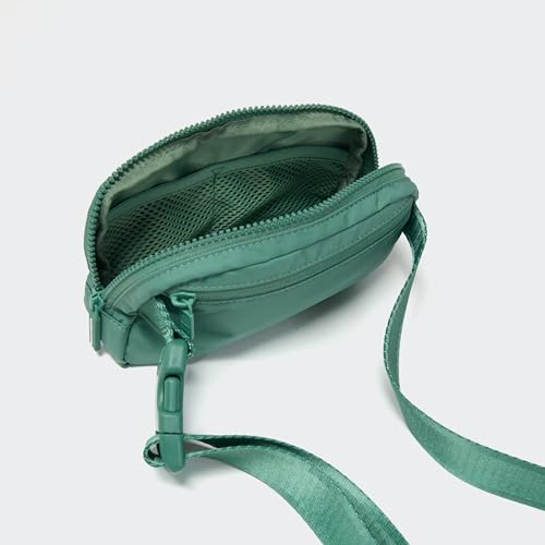 Pander Two Way Zipper Fanny Pack Nylon Everywhere Belt Bag for Women, Water Repellent Waist Packs, Crossbody Bags with Adjustable Strap (Eucalyptus Green) - color: Eucalyptus Green