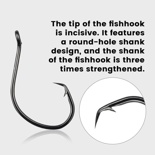 20pcs Circle Fishing Hooks Big Fish - Heavy Duty Saltwater Fishing Gear for Big Game Like Tuna, Gt, Marlin - Trout Fishing Supplies, Circle Hooks Saltwater, Fishing Hooks