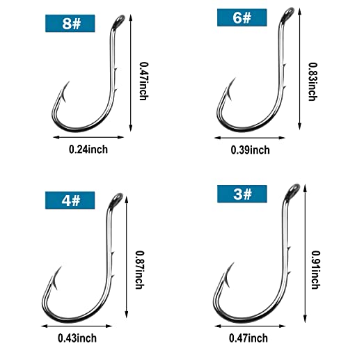 Octopus Baitholder Fishing Hooks, Sharp Barbed Beak Fish Hooks Black High Carbon Steel Circle Jig Hook, Size: 8# - 6/0, 50/100pcs - size: 4/0-100PCS