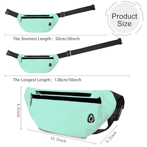 Fanny Pack for Women Men,Crossbody Fanny Pack Water Resistant Sports Waist Bag Pack, Belt Bag for Travel Hiking Running - color: 1pack-lightgreen
