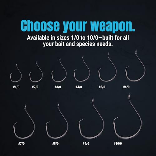 Reaction Tackle Heavy Wire Catfish Hooks - High Carbon Steel for Channel, Blue and Flathead Catfish - Sharp Offset Point, Freshwater and Saltwater Fishing (25-Pack) - size: #7/0