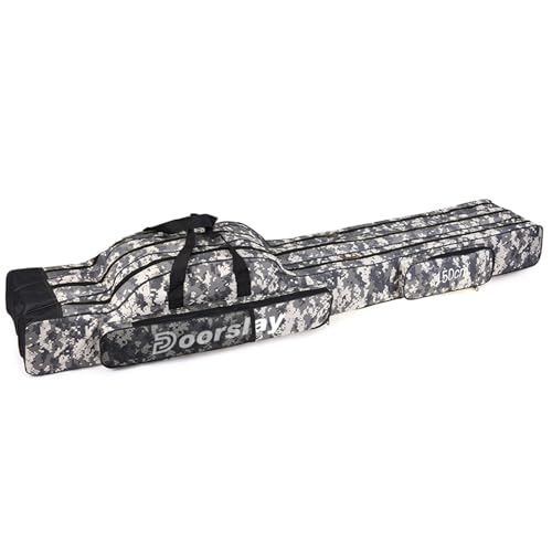 Fishing Bag Portable Folding Fishing Tackle Storage Bags Oxford Fishing Rod Case Fishing Pole Bag Carry Organizer Outdoor Waterproof for Fishing Camping Hiking Traveling - color: City camouflage, size: 150cm