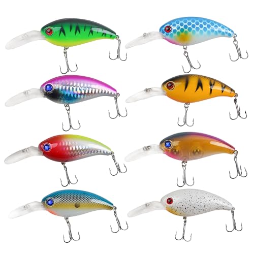Fishing Lures Kit Crankbait Minnow Jerkbaits Popper Lures Shadllow Deep Diving Swimbaits Pencil Walleye Lures Artificial Hard Fishing Baits for Bass Trout Redfish Saltwater Freshwater - color: Crankbaits-8pcs