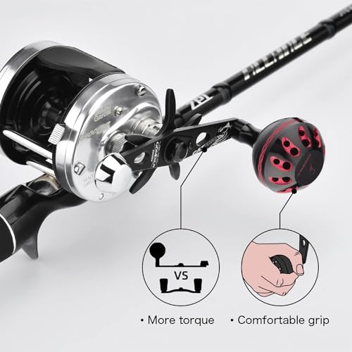 GOMEXUS Power Handle for Abu Garcia Ambassadeur C3/C4/S/SX 5000-7000 Round Fishing Reels Catfish Special Crank - color: For Abu 5000-6500 Red
