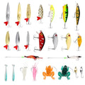 Fishing Lures Kit, 24Pcs Assorted Fishing Baits with Crankbaits, Spoon Lures, Hooks, Weights & Accessories, Fish Tackle Gift Set for Men, Bass Freshwater - size: B