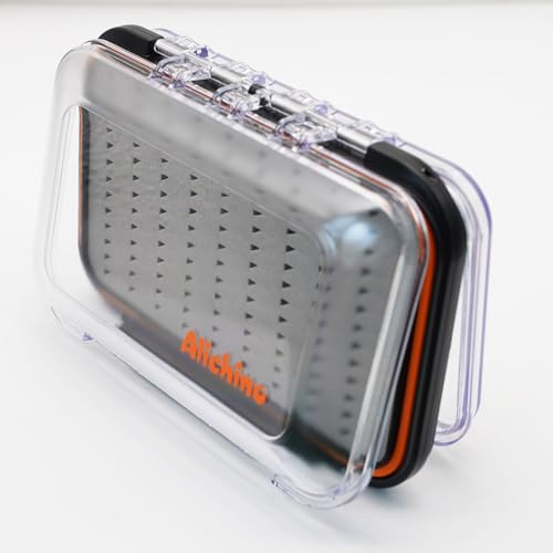 ALICHINO Fly Box for Fly Files Ice Jig Box Two Sided Waterproof Fly Fishing Box for Nymphs and Streamers (Grey Foam Insert, XM 6.2 * 4 * 1.6 Inch) - size: Small-Medium 6.2 * 4 * 1.6 Inch