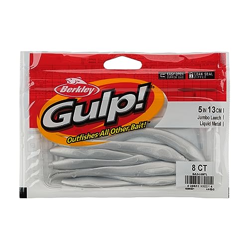 Berkley Gulp! Jumbo Leech Fishing Soft Bait - color: Liquid Metal