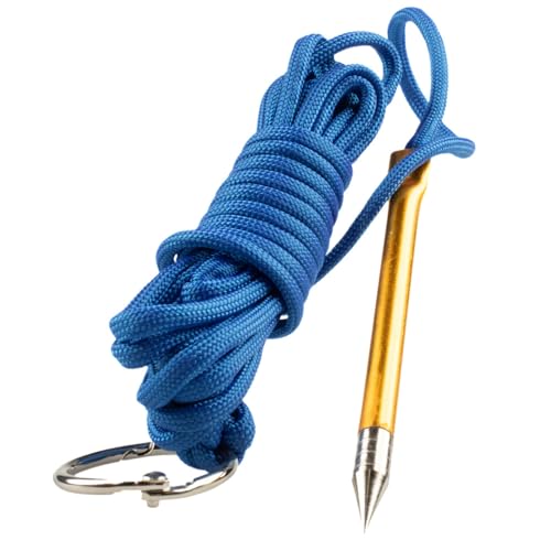 10 Foot 550lb Paracord Fishing Stringer Fish Holder with Metal Threading Needle and 1 Inch Split Ring - color: Royal Blue