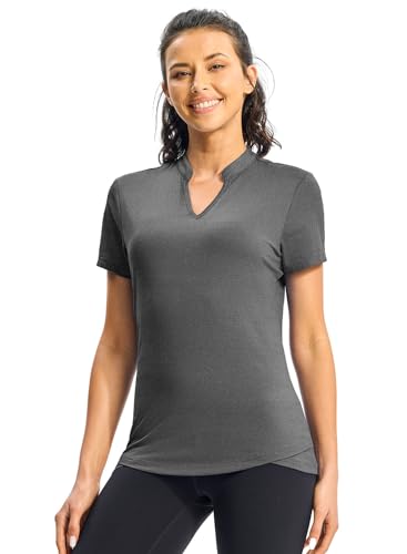 Rdruko Women's Hiking Shirts Short Sleeve UPF 50+ Sun Protection Lightweight Dry Fit Outdoor Travel Fishing Shirts - color: Dary Gray, size: XX-Large