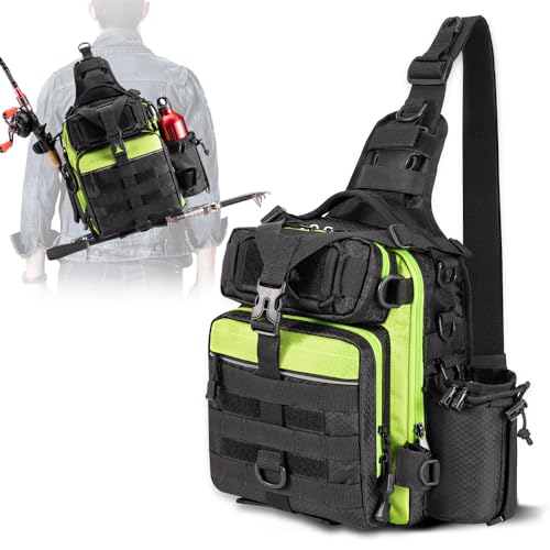 BLISSWILL Outdoor Tackle Bag - Large Water-Resistant Fishing Backpack - color: E：green Noir Elegance, style: Standard (11.8*8.66*4.0 Inch)