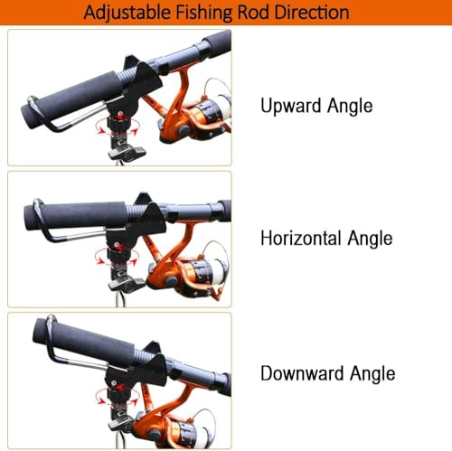 Aluminum Bank Fishing Rod Holder with 10 Fishing Bells | Heavy Duty Ground Spike Fish Pole Stand Rack for Shore, Surf, Beach Fishing - Great Fathers Day Gift for Men