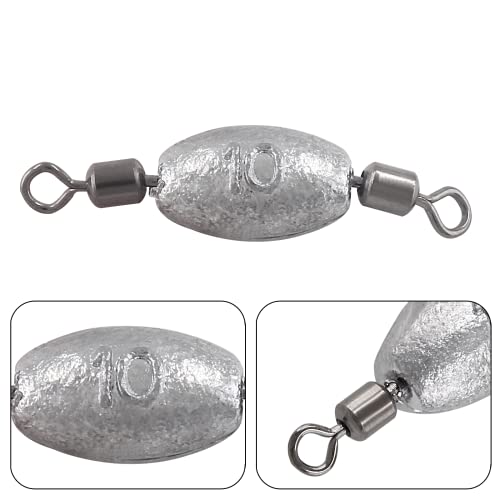 Hitefu Fish Weight Sinkers, Inline Weights Lead Fishing Weights Trolling Sinkers, Egg Sinkers for Bottom Fishing (3/8, 1/2, 3/4oz) - size: 3/8oz