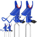 DZrudun Fishing Rod Holder for Ground, Fishing Pole Holders for Ground 2/4PCS, Rod Holders for Bank Fishing with Long Drill Stake Rod Stand for Shore, Beach, Mud, Catfish, Gift for Men,360° Adjustable - style: 4 Pack Blue Fishing Rods Holder