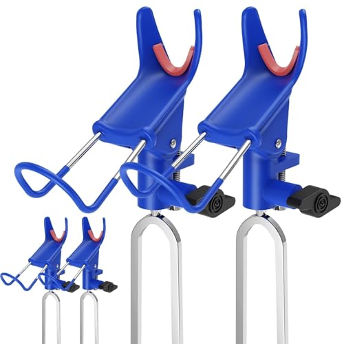 DZrudun Fishing Rod Holder for Ground, Fishing Pole Holders for Ground 2/4PCS, Rod Holders for Bank Fishing with Long Drill Stake Rod Stand for Shore, Beach, Mud, Catfish, Gift for Men,360° Adjustable - style: 4 Pack Blue Fishing Rods Holder