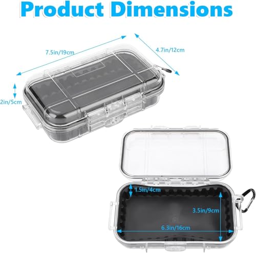 Tiiyee Small Waterproof Boxes of Plastic Case Shockproof Airtight Container Case Portable Airtight Carry Box Black Dry - color: black