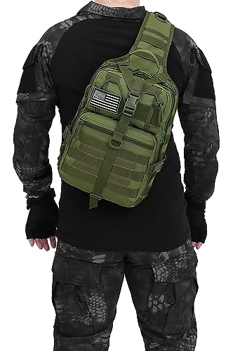Tactical Sling Pack Big Crossbody Backpack Over Shoulder Bag Military for Men Hiking Outdoor Sport Gym - color: Green