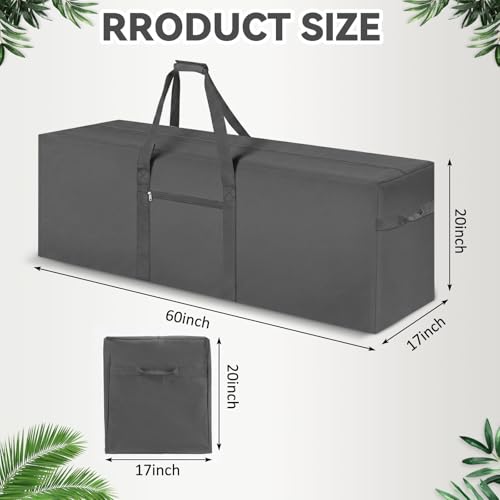 1 Pack 60 x 17 x 20 Inch, 332 L Extra Large Duffle Bag Camping Tent Storage Bag Heavy Duty Waterproof Sport Outdoor Equipment Carrying Case for Pole Travel Canopy Hammock Tripod(Gray) - color: Gray, size: 60 x 17 x 20 Inch, 332 L