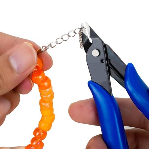 HongWay 5pcs Micro Flush Cutters With Internal Spring, 5 Inches Blue - Side and Diagonal Cutters for Electronics, Heating Wire, Model Sprue, Soft Copper Wire Snips - color: Blue