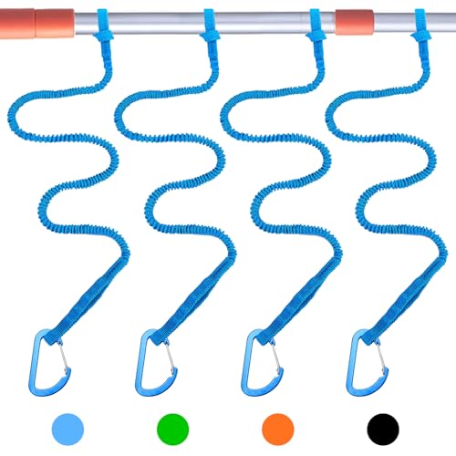 1/2/4 Pack Kayak Paddle Board Tether Leash Stretchable Strap Lanyard Rope, 3.3-7 Feet with Carabiner for SUP Kayaking Boating Canoeing Fishing Pole Rod or Other Gear - color: Blue, size: 4pcs(3.3-7ft)