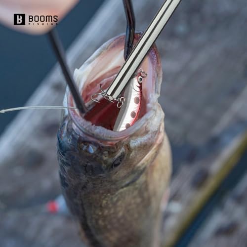Booms Fishing Hook Remover Tool: 9.6" Squeeze-Out Fish Dehooker for Saltwater and Freshwater, Quick Release Aluminium Fish Hook Extractor with Lanyard, Fishing Tools for Men, XW20