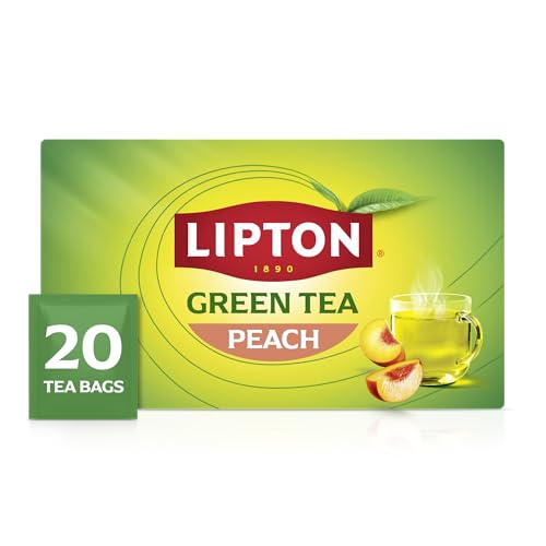 Lipton Peach Green Tea Bags, Flavored, Unsweetened Teabags for Hot Tea or Peach Iced Tea with Caffeine and Flavonoids, 20 Total Tea Bags - size: 20 Tea Bags