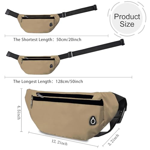 Fanny Pack for Women Men,Crossbody Fanny Pack Water Resistant Sports Waist Bag Pack, Belt Bag for Travel Hiking Running - color: 1pack-khaki