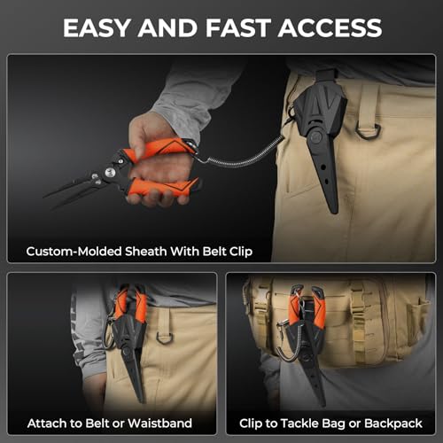KastKing Paradox Fishing Pliers, Angled Fish Lip Gripper, Saltwater Resistant 420 Stainless Steel Fishing Tools, Fishing Pliers Hook Remover with Ergonomic Handle, Fishing Gifts for Men - style: F:9" Straight