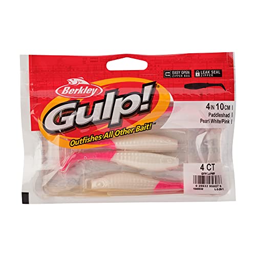 Berkley Gulp! Paddleshad Fishing Soft Bait - color: Pearl White/Pink, size: 4"