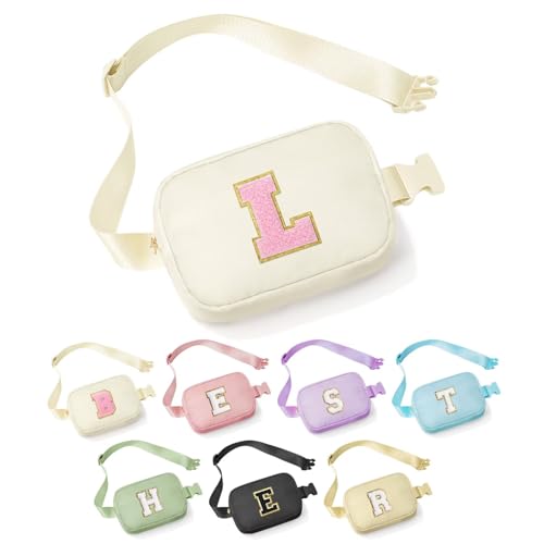YOOLIFE Birthday Gifts for Girls, Initial Fanny Pack Girls Purse, Beige L | Personalized Birthday Gifts for 3 4 5 6 7 8 9 10 Year Old Girl, Little Girls Fanny Pack Crossbody Bag Belt Bag - color: Beige, style: L