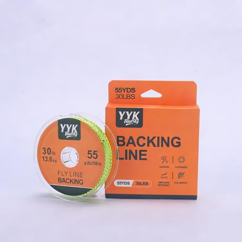 YYKBlueSky 8 Strand Dacron Fly Line Backing, 55 Yards, 20/30 LBS Optional, Abrasion Resistant & Colorfast, 5 Colors Available for Fly Fishing - color: Orange & Black, size: 30LBS