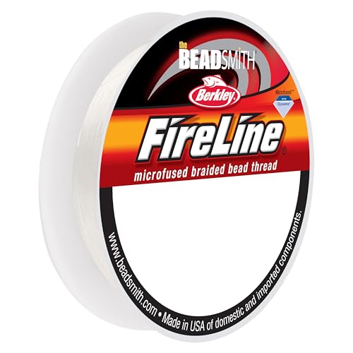 The Beadsmith Fireline by Berkley – Micro-Fused Braided Thread – 8lb. Test, .007”/.17mm Diameter, 15 Yard Spool, Crystal Color – Super Strong Stringing Material for Jewelry Making and Bead Weaving - color: Crystal, size: 8lb, .007”, 15 yard