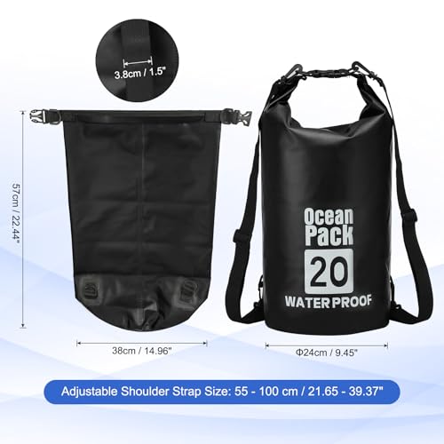 Waterproof Dry Bag, 20L Fit for Women Men Water Proof Bags Lightweight Dry Storage Floating Backpack with Whistle for Travel Backpacking Boating Kayaking Camping (Black) - color: Black, size: 20L