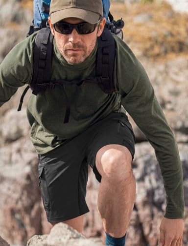 XKTTAC Men's Outdoor Quick Dry Lightweight Stretchy Shorts for Hiking, Tactical, Camping, Travel with 6 Pockets - color: Black, size: X-Large
