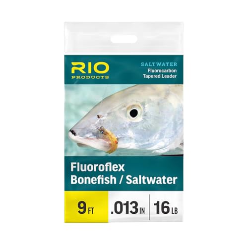 RIO Products Fluoroflex Bonefish Tapered Leader - 100% Fluorocarbon Fly Fishing Leader for Saltwater Species - Abrasion Resistant - size: 12lb