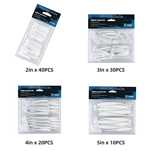 RUNCL Swimbaits Paddle 10/20/30/40PCS, 5/4/3/2 Inchs Paddle Tail, Soft Lure for Trout Crappie Bass, Durable Plastic Bait Swimmer for Saltwater/Freshwater, Fishing Lover's Gift - color: White Pearl, size: 2in, 40pcs