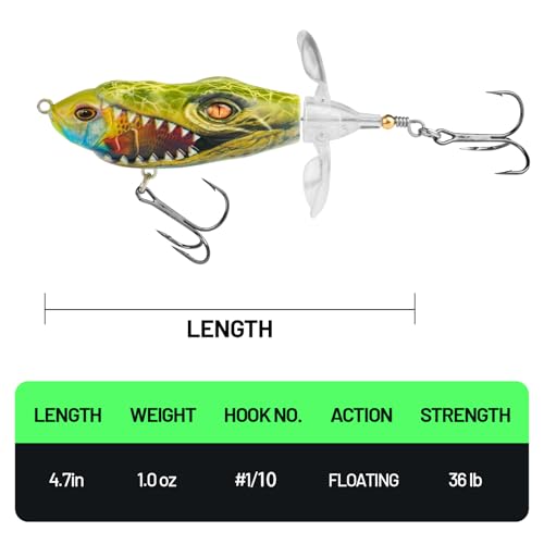Handing Topwater Fishing Lure 3 Pieces Bass Fishing Lure with Mustad Hook, Lifelike Swimbait for Pike Catfish, for Anglers, 1/2oz, 3/4oz and 1oz - color: A3-4.7in 1.0oz