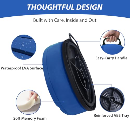 5 Gallon Bucket Seat with 3" Thick Seat Foam Cushion, 360°Swivel Bucket Lid Seat, Waterproof & Silent Bucket Seats for Dove Duck Hunting, Ice Fishing, Baseball, Camping - color: Blue