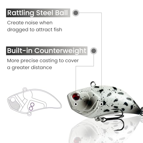 Pristis Jig Head Fishing Lures for Freshwater Saltwater, Weedless Swim Jig Teasers with Sharp Hooks & Exquisite Coating, Pre-Rigged Vibrating Swimbaits Kit Gear for Bass Crappie Walleye Trout Pike - color: 3 pcs Lipless Crankbaits Color Set