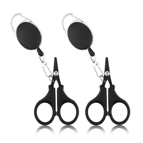 2 PCS Fishing Scissors with Retractable Buckles, Fishing Line Cutter for Braided Line, Cutter Stainless Steel with Teflon Coated Fishing, Fishing Accessories Tools for Saltwater Freshwater