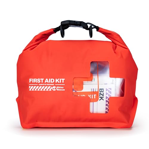 RHINO RESCUE Waterproof Boat First Aid Kit, Lightweight Boat Accessories Dry Bag, Emergency Marine Survival Supplies for Outdoor Kayak, Fishing, Floating, Swimming, Beach & Camping (Red) - color: Red