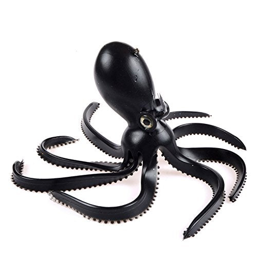 Artificial Octopus Swimbait, Skirt Tail Lure | 3.54/7.87/9.45in, jig head sinking trolling bait. Lingcod, bass, rockfish, saltwater. - color: Black 9.45inch/8.47oz