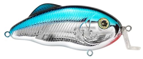 Strike King Hybrid Hunter Jr Crankbait Fishing Lure, 1/2 oz, Reflective 3D Eyes - color: Chrome Blue, size: 1 oz (Pack of 1)