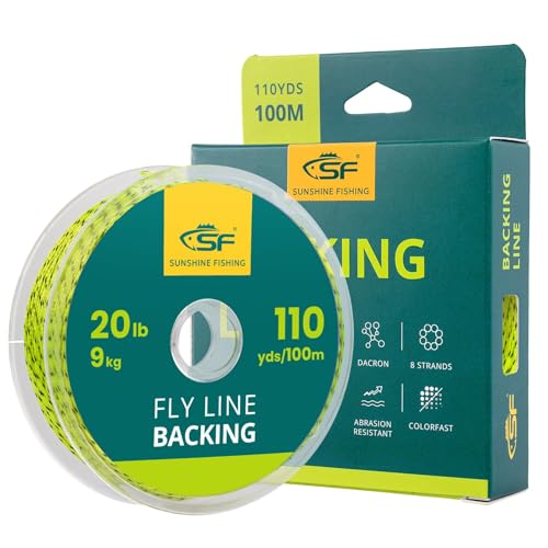 SF Fly Fishing Backing Line Braided Trout Line - color: Yellow&Black-100m, size: 20LB 100m/108yds